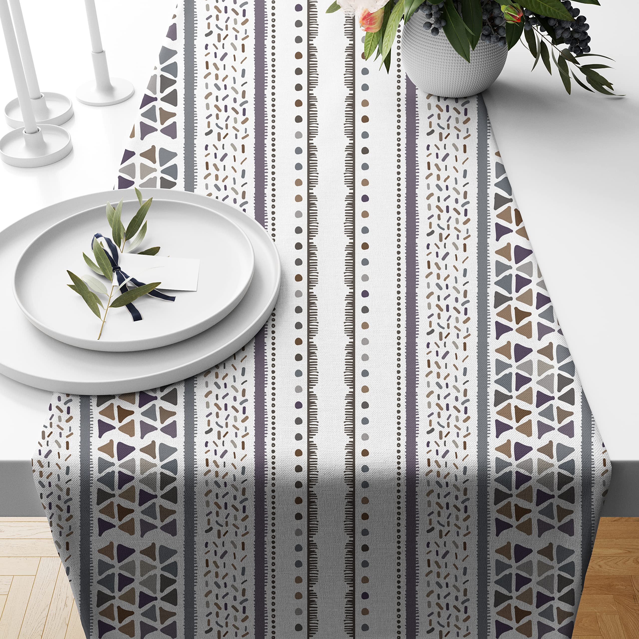 BRICK HOME Table Runner - Geometric Peach Design -6