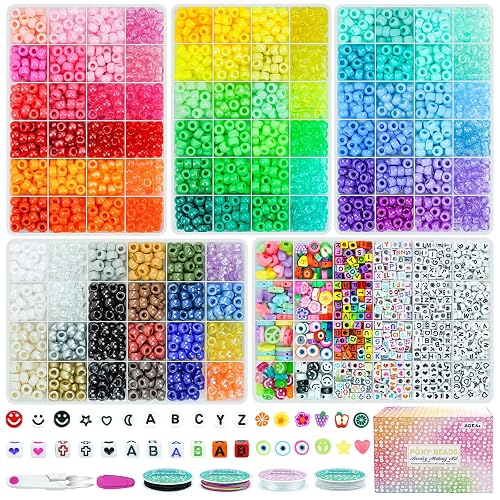5 Boxes Bracelet Making Kit Pony Beads, 96 Colors 3500Pcs