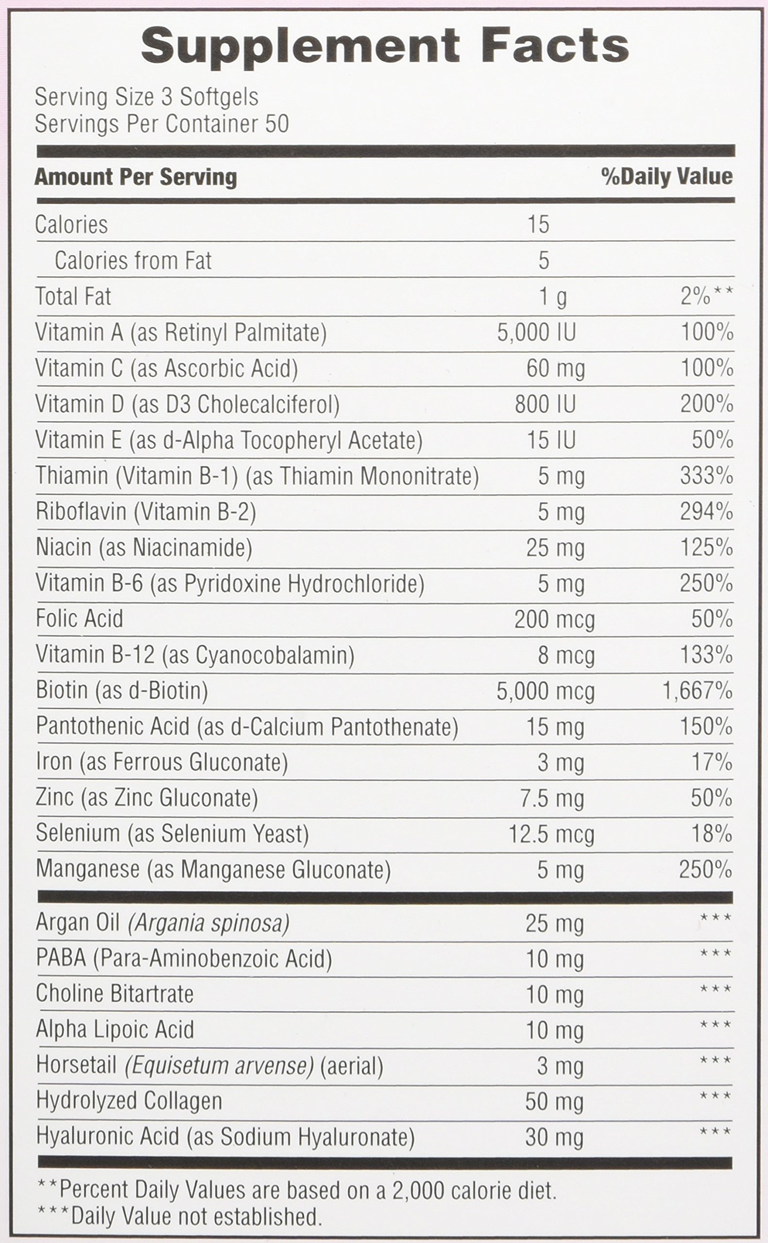 Nature's Bounty Hair, Skin & Nails Rapid Release Softgels, Argan