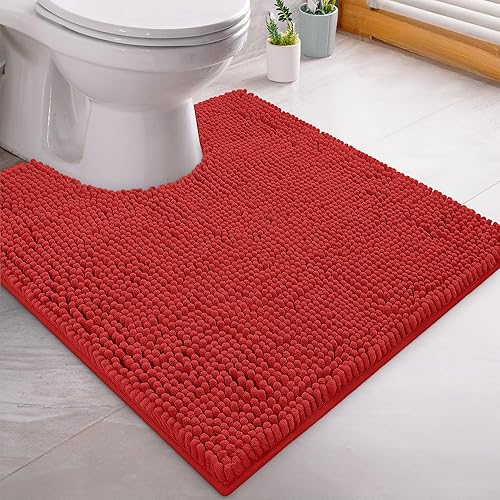 Miniatura 9 de LuxUrux Juego de alfombras de baño rojas - Alfombra de baño de felpa extrasuave para ducha, material de microfibra de felpilla de 1'', súper