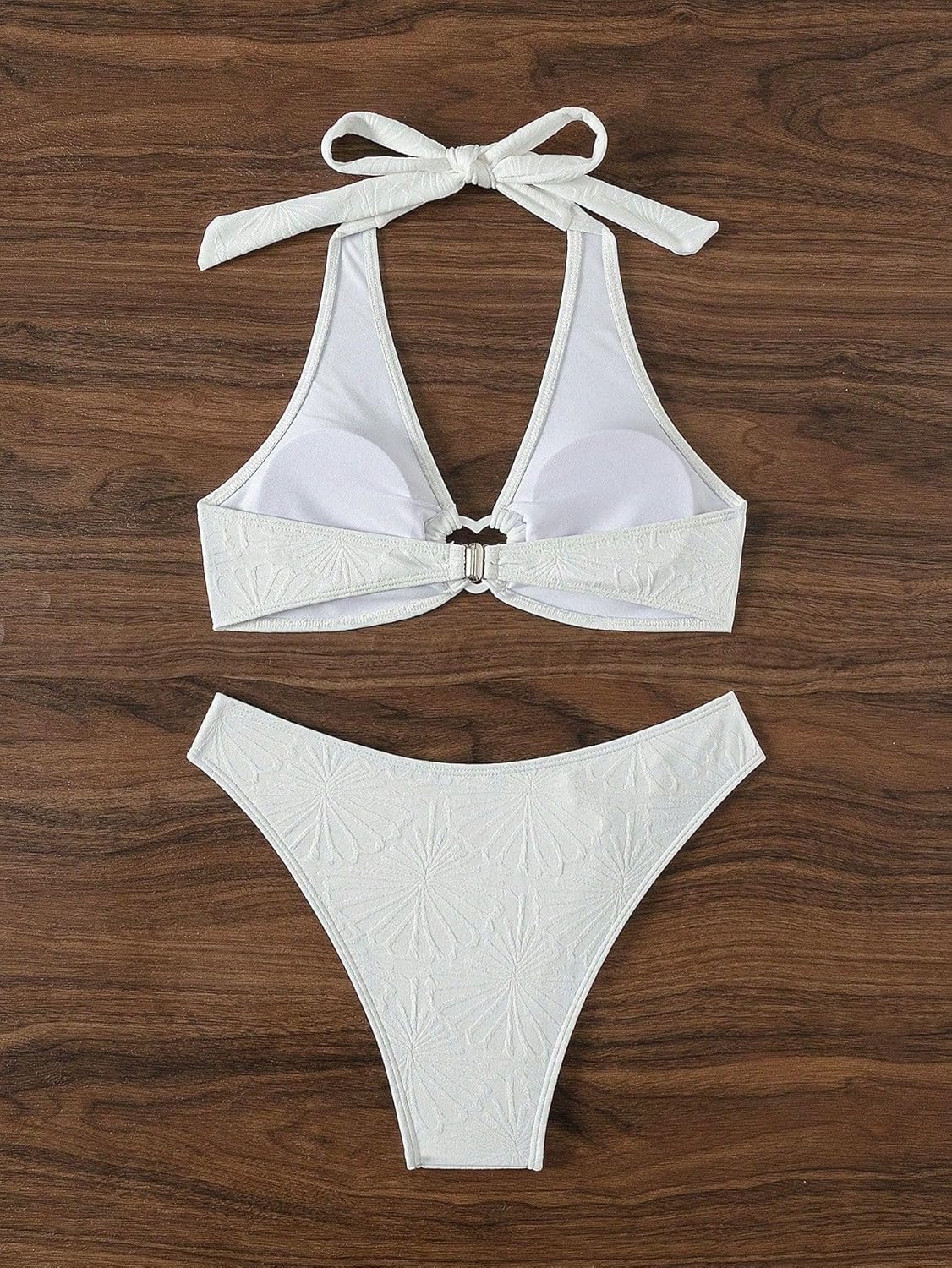 SKAYS Women Heart-Shaped Ring Printed Bikini Two-Piece Set Fashion Sexy Backless Lace-Up Swimsuit Set