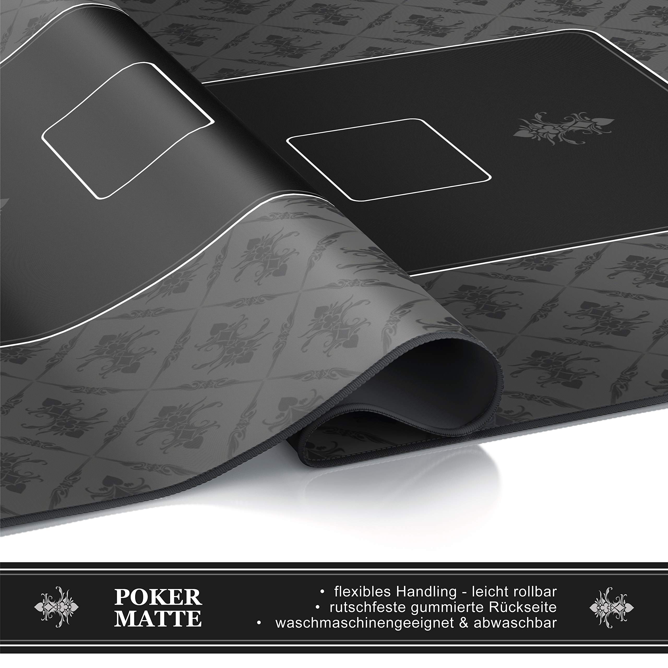 CSL-Computer Profi Pokermatte 1000 x 600 mm | XXL-Format | Pokerteppich Pokertischauflage | Gummiunterseite für stabilen Halt | abwaschbar | Design: Pokermatte | schwarz