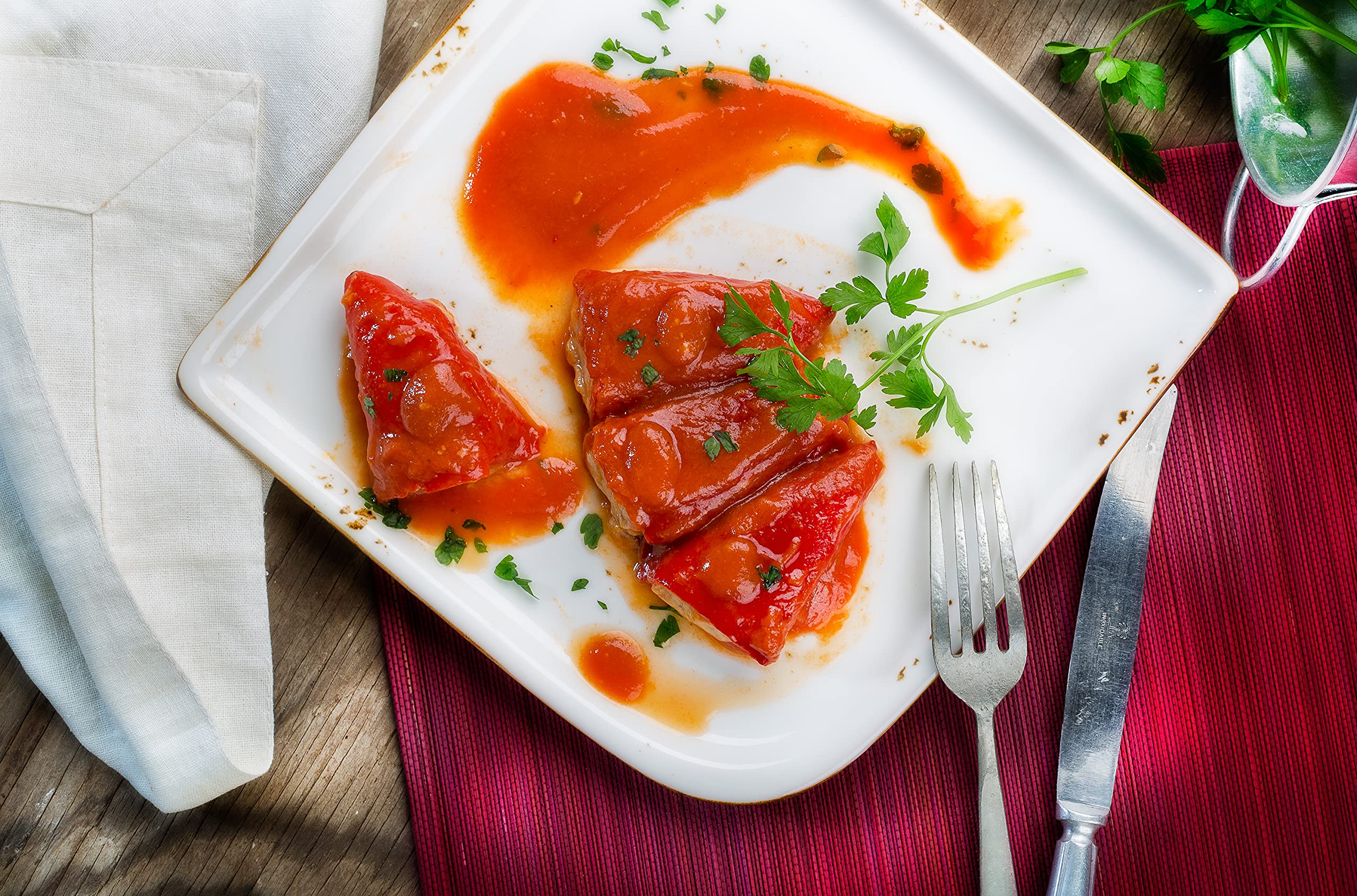Polgri Pimientos del Piquillo Rellenos de Merluza y Gamba, 3 x 220 grs, Lata