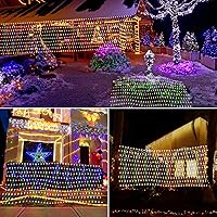 Vista 4 de LYHOPE 6.6 pies x 3.3 pies 160 luces LED de red de Navidad, 11 modos de luces de red de Navidad de 30 V, luces de red decorativas de malla blanca