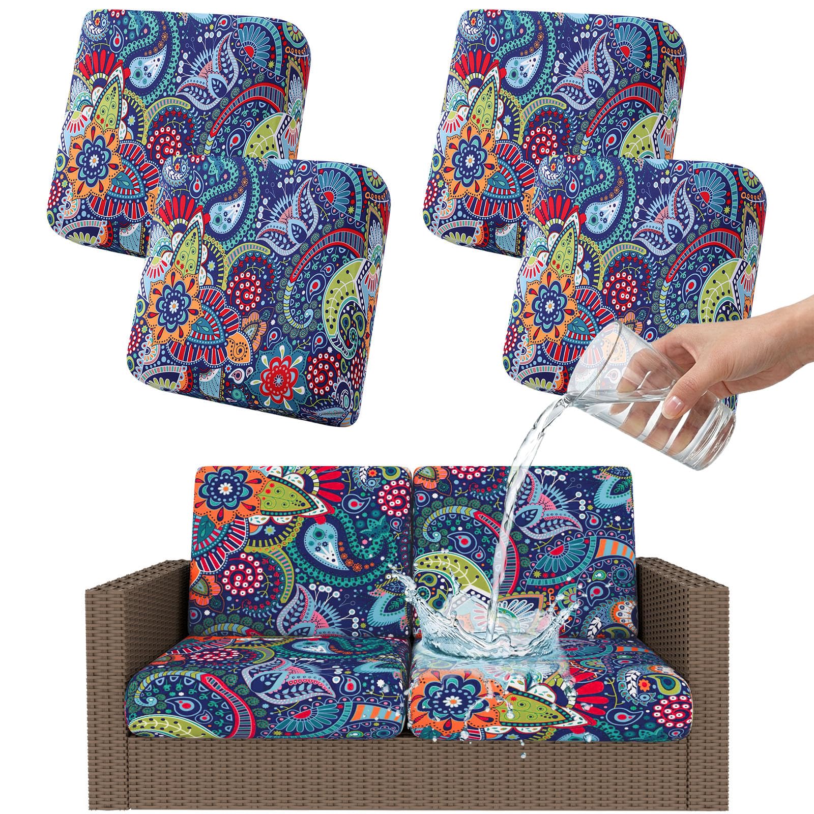 Smiry Waterproof Patio Cushion Covers, Stretch Outdoor Furniture Covers
