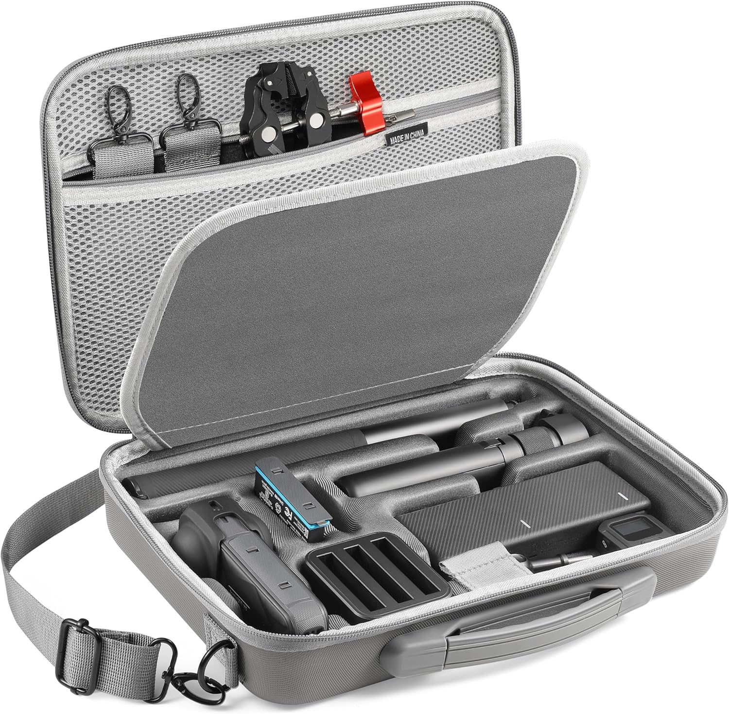 Carry Case for Insta360 X5, Dual Layer Storage Protective Travel Bag for Insta 360 X5 X4 Battery Fast Charge Hub Accessories Bullet Time Handle/114CM Selfie Stick/Foldable 2 in 1 Selfie Stick