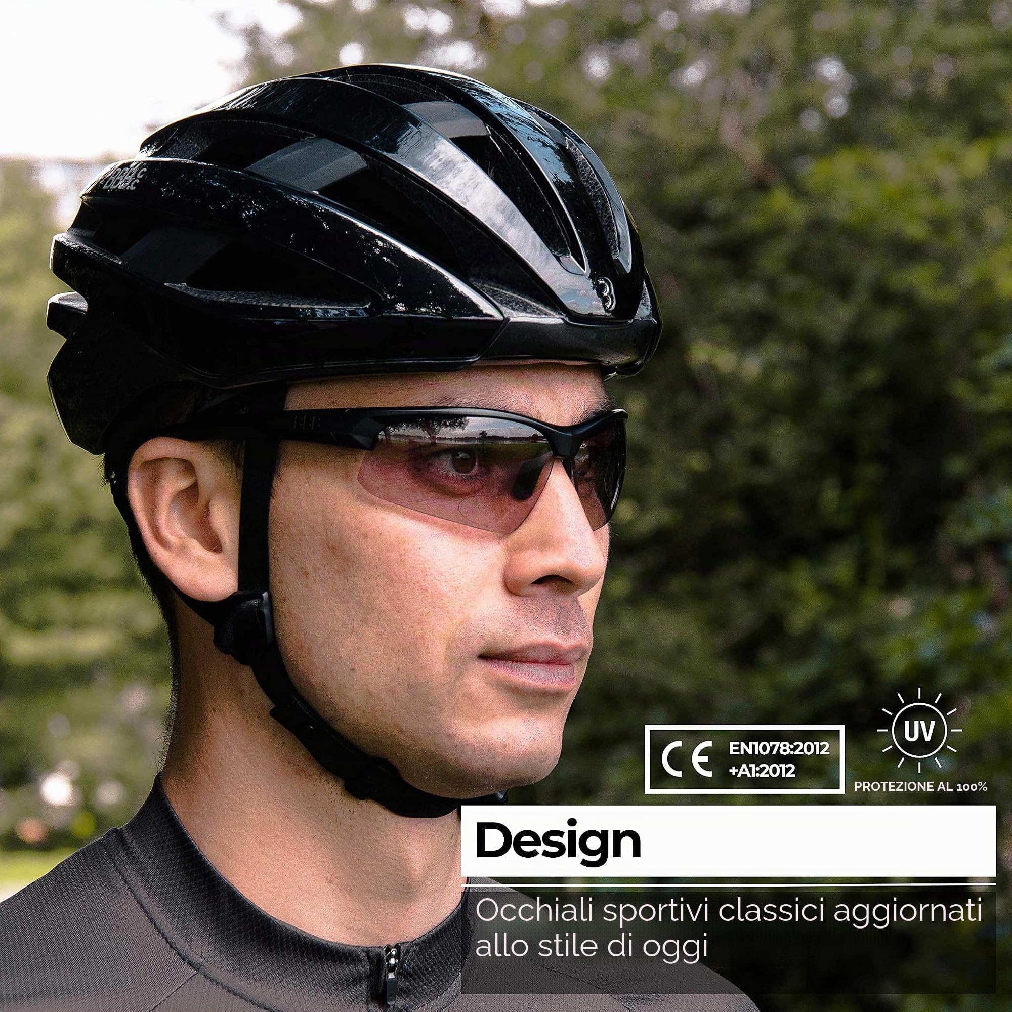 BBB Cycling - Occhiali da bici Impress Reader - Lenti fotocromatiche con finestra di lettura - Ponte nasale regolabile - Accessori bici - Leggero - Nero lucido - BSG-59PH