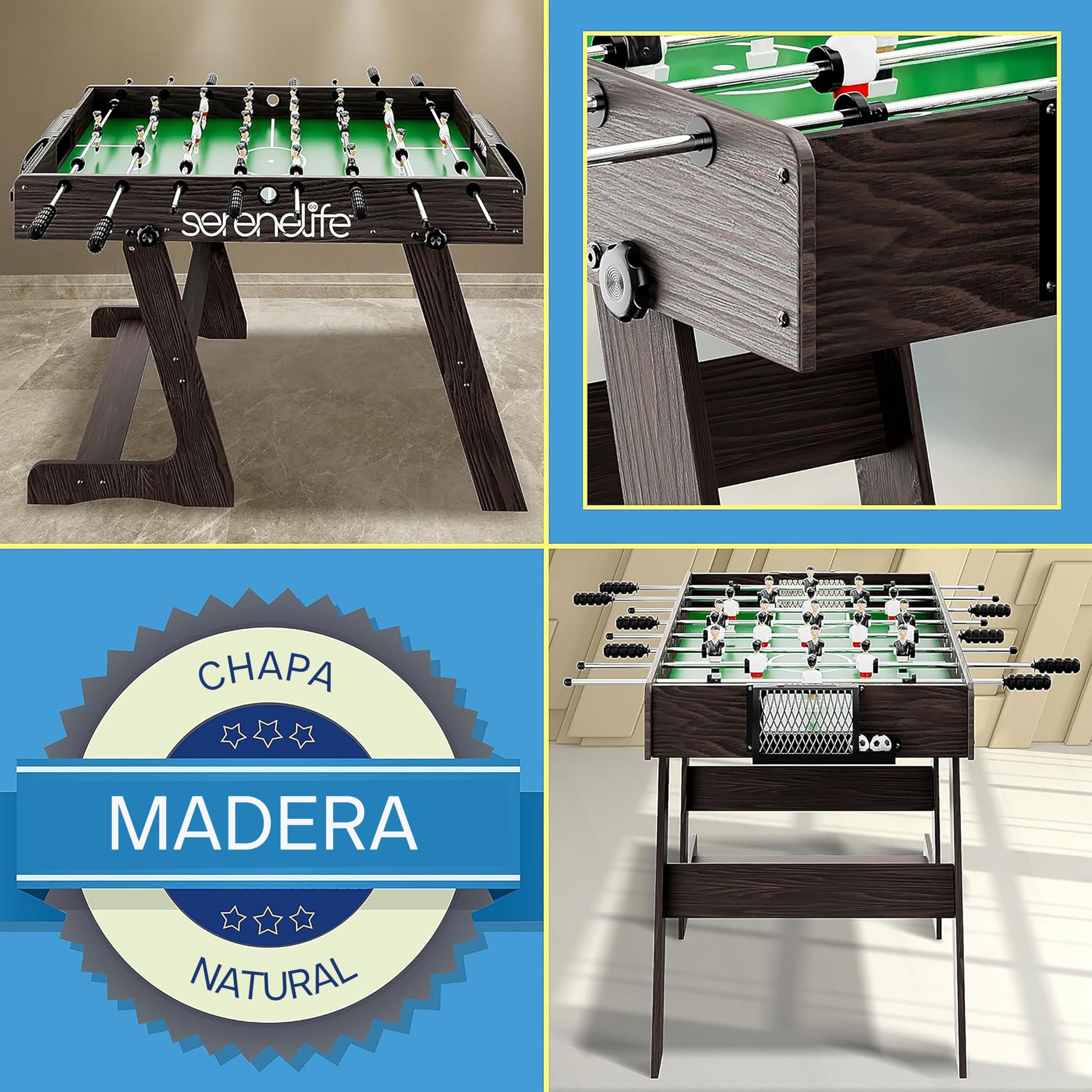 Serenelife futbolin, Tamaño competitivo de 48”, Futbol, para la casa, Sala de Juegos, Arcade