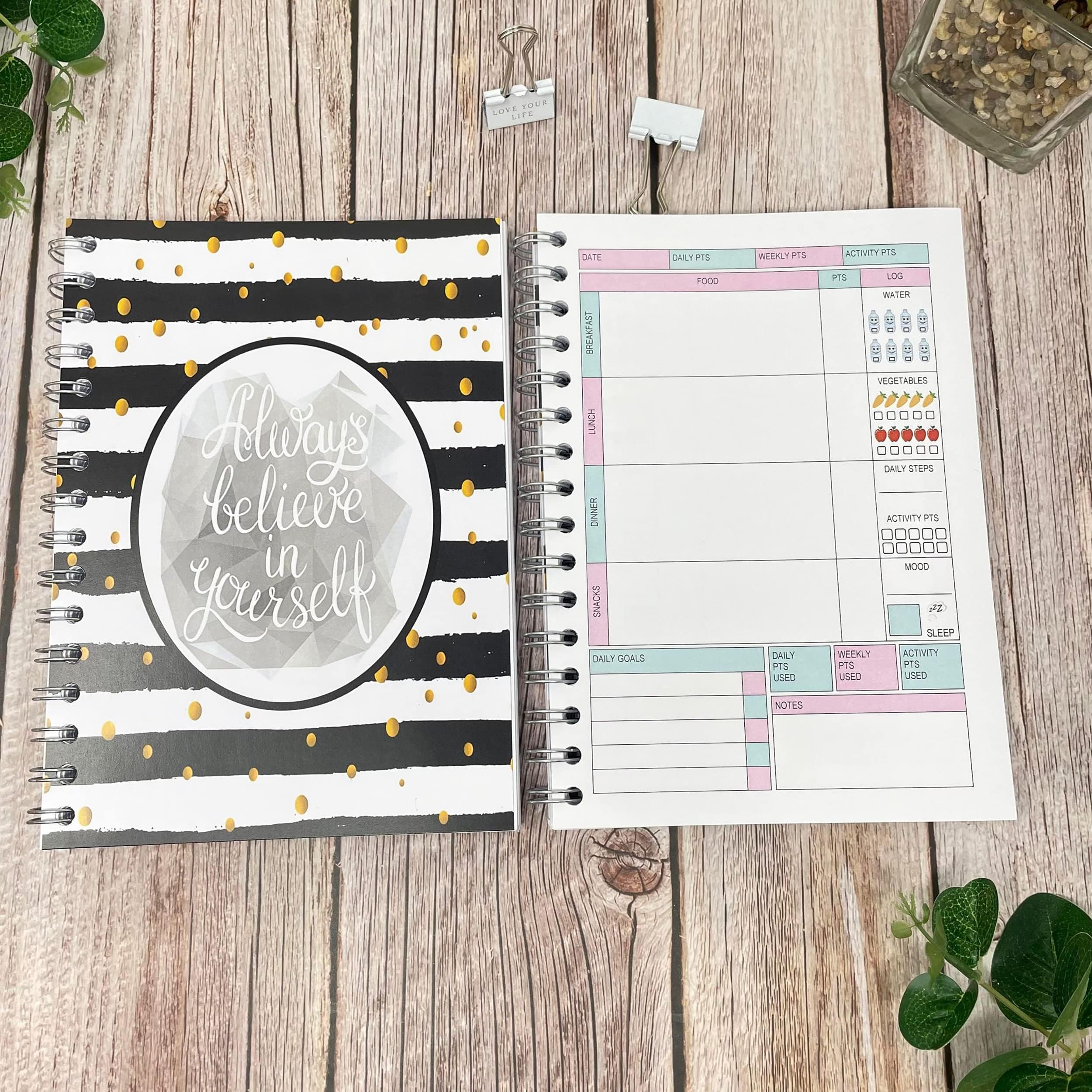 Food Diary WW Planner Diet Journal Created Especially for Weight Watchers Followers - WW Original - B&W Believe