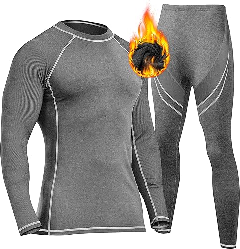 UNIQUEBELLA - Ropa interior térmica para hombre con calzoncillos largos y forro polar de secado rápido y capa de base térmica