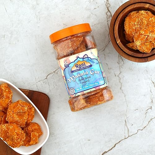 Miniatura 24 de Rani Masala Gur (Jaggery) Azúcar de caña sin refinar indio sin refinar, 17.5 oz (1.1 libras) tarro de PET de 17.64 oz ~ Apto para gluten Vegano