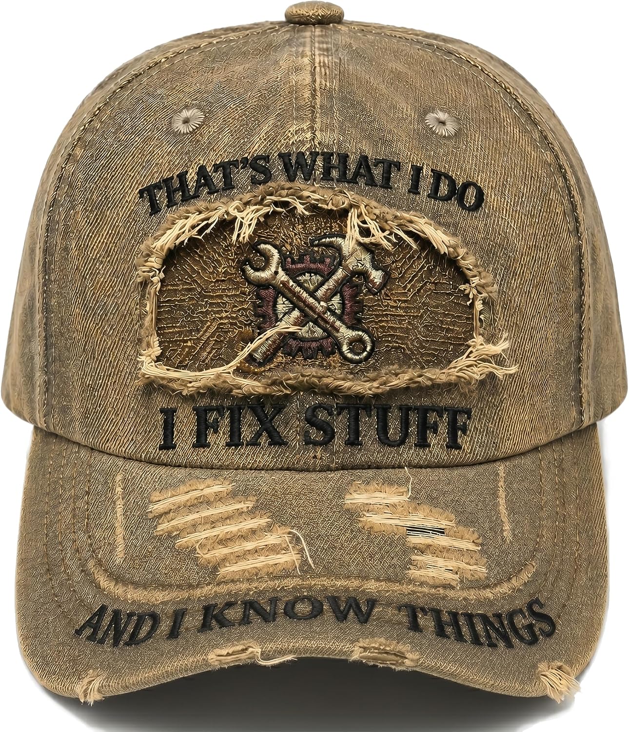 Funny Distressed Baseball Cap for Men - I Fix Stuff Washed Cotton Hat, Unique Fathers Day Birthday Gifts for Men, Husband