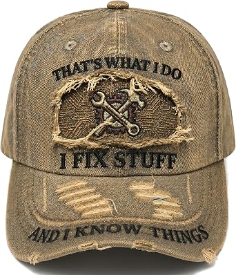Snapback Hats for Men Funny, Retirement Gifts, Distressed Baseball Cap | Trending Mens Snapback Hats for Husband, I Fix Stuff Vintage Embroidered Dad Hat, Personalized Gifts for Men Birthday