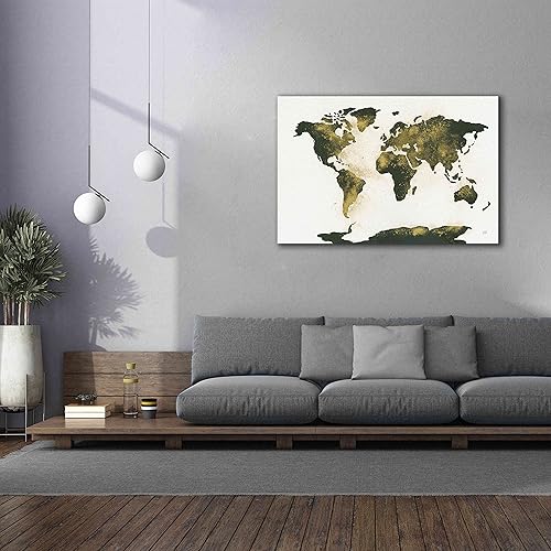 Miniatura 4 de Epic Graffiti 'World Map Gold Dust' por Chris Paschke, lienzo de arte de pared Giclée, 60 x 40 pulgadas