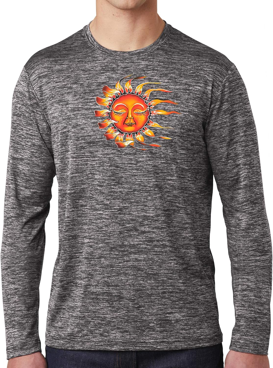 Mens Sleeping Sun Moisture Wicking Long Sleeve Tee Shirt