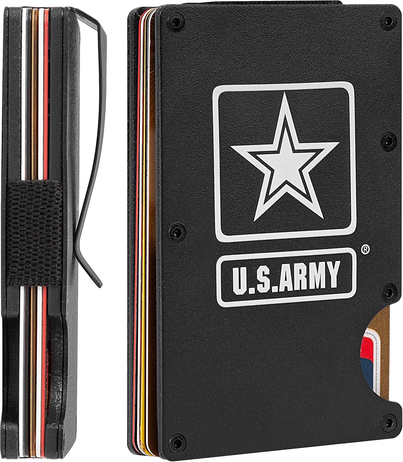 Military Veteran Products Army RFID Blocking Metal Money Clip Wallet US Army Aluminum Credit Card Holder for Men