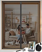 ARCOL Magnetic Mosquito Net Window 130 x 150 cm in Fibreglass – Stop Mosquitoes in 3 Min., Ultra-Fine Anti-Insect Net, Automatic Closure with Magnets and Weights, Extra-Wide Tear Tape (Black)