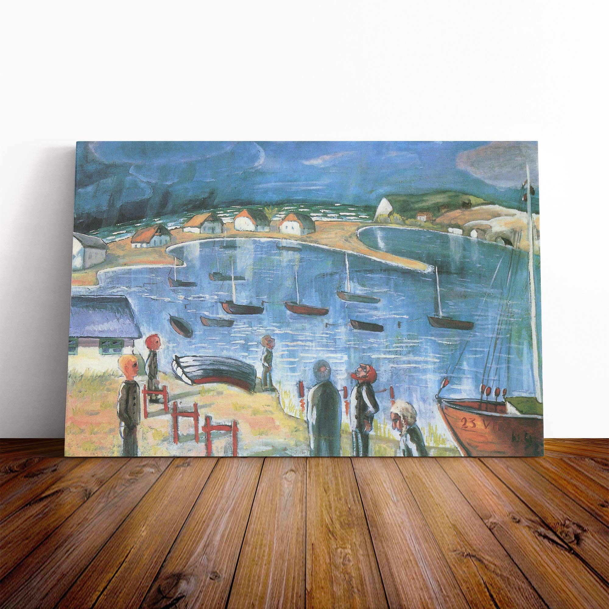 Walter Gramatte Harbour Canvas Print | Gallery Wrapped 30mm Frame Wall Art | 30x20 inches | Ready to Hang | Modern Seascape Picture | Living Room Bedroom Lounge Office