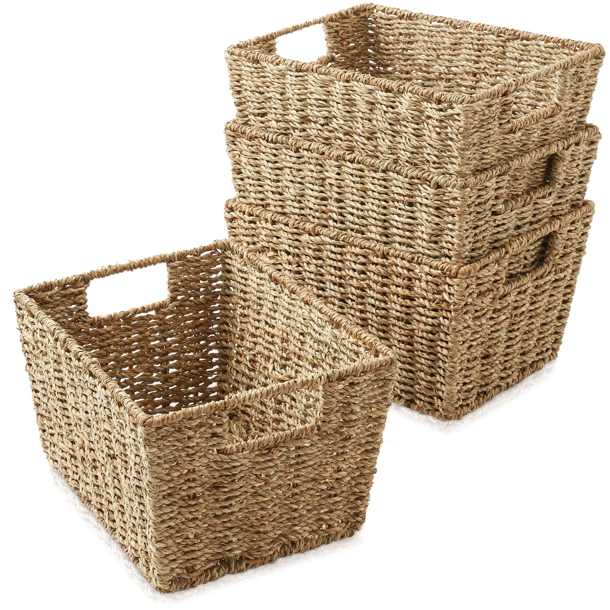 Amazon.com: Casafield Set of 4 Seagrass Hyacinth Storage Baskets