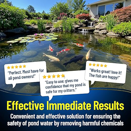 Miniatura 7 de Aquatic Experts PondFirst - Acondicionador de agua para estanques de peces, diclorador instantáneo concentrado para estanques de peces, hace que el