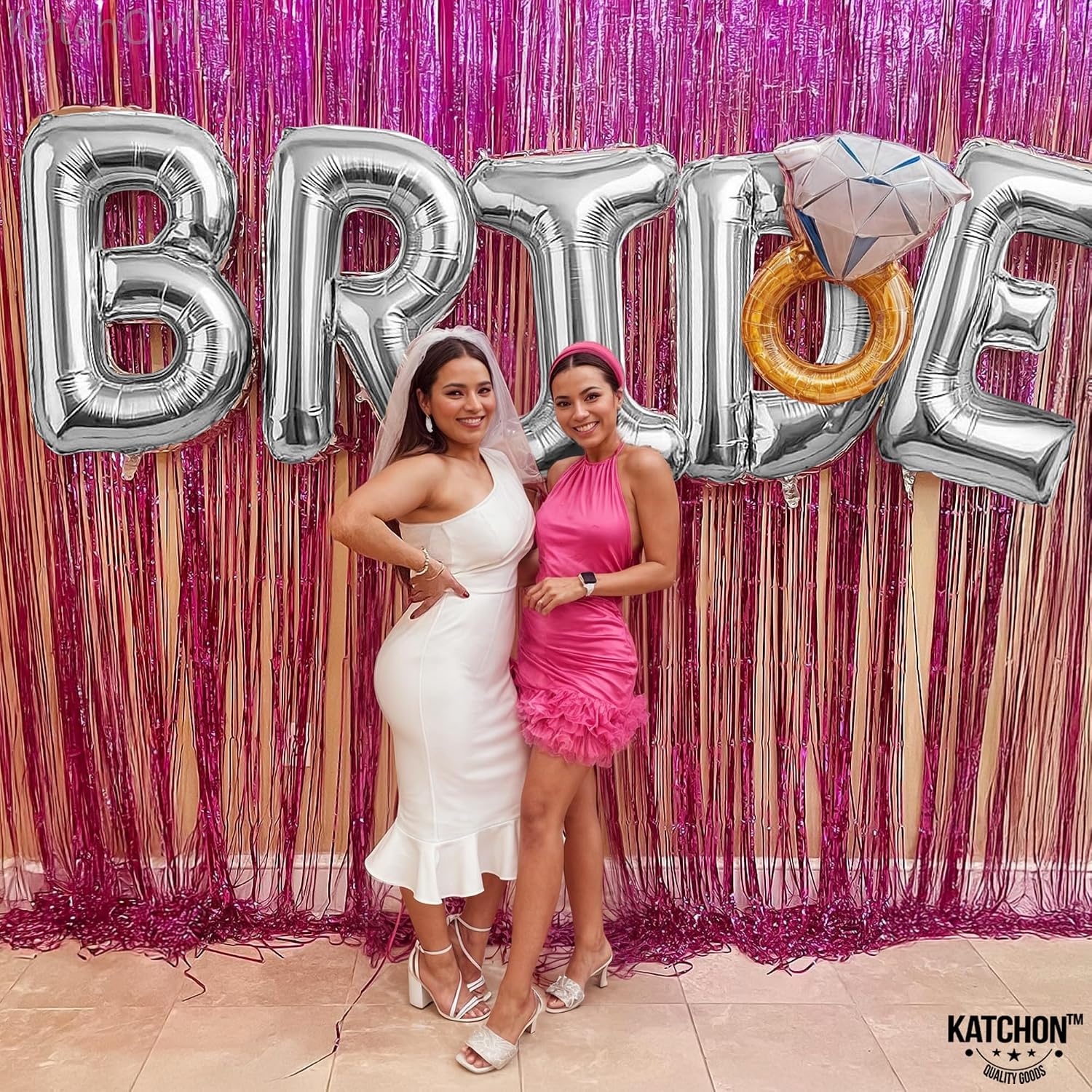KatchOn, Giant Silver Bride Balloons - 40 Inch | Bachelorette Party Decorations | Silver Bride Balloons Bachelorette for Bridal Shower Decorations | Bridal Shower balloons