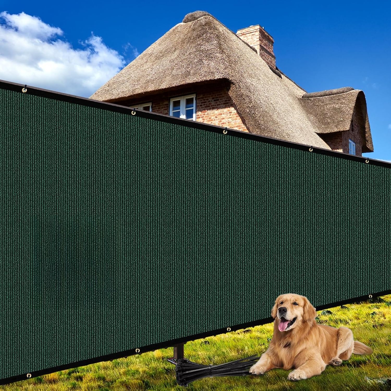 Shade&Beyond 5' X 50' Fence Privacy Screen Heavy Duty 220 GSM Fencing Mesh Shade Net Cover for Wall Garden Back Yard Outdoor Home Decoration, Dark Green