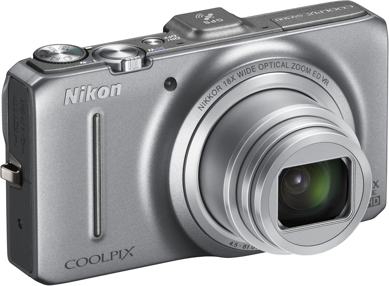 Nikon Coolpix S9300 Digital Camera, front view with lens retracted