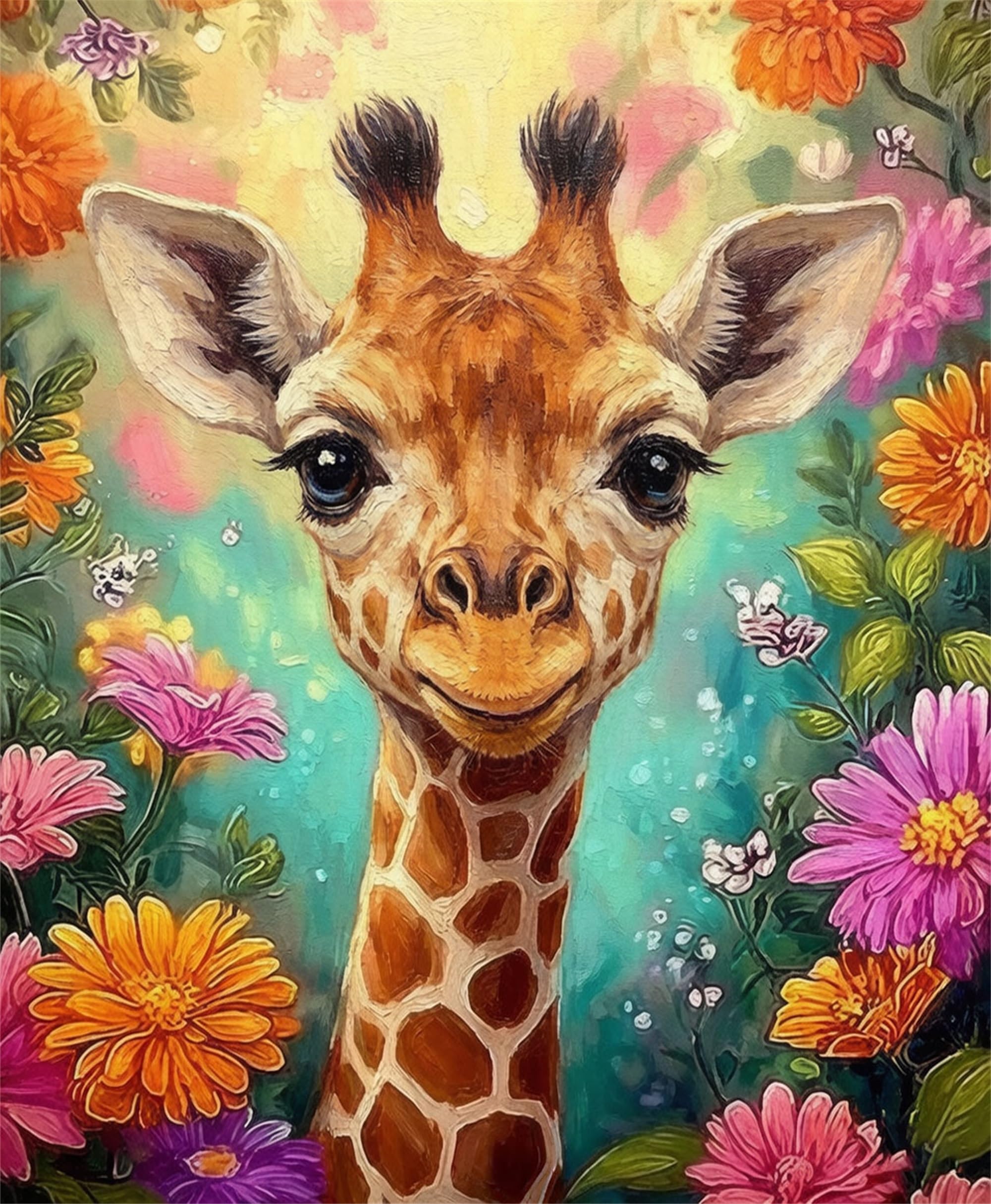 ZHOSOHO Paint by Numbers for Adults,DIY Painting Kits for Adult,Color by Numbers,Paint by Number Canvas Crafts Watercolor for Beginner Home Decor (Giraffe)