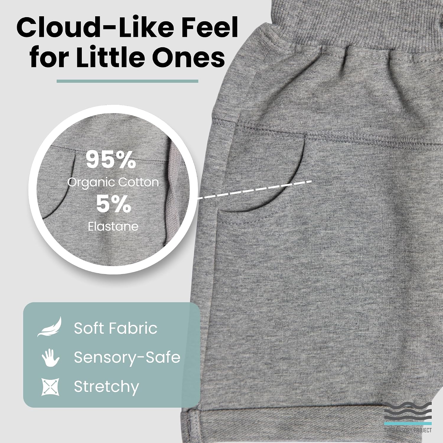 THE SENSORY PROJECT CloudCalm Shorts – Soft Tagless Stretch Fabric, Seamless Feel, Lightweight & Breathable