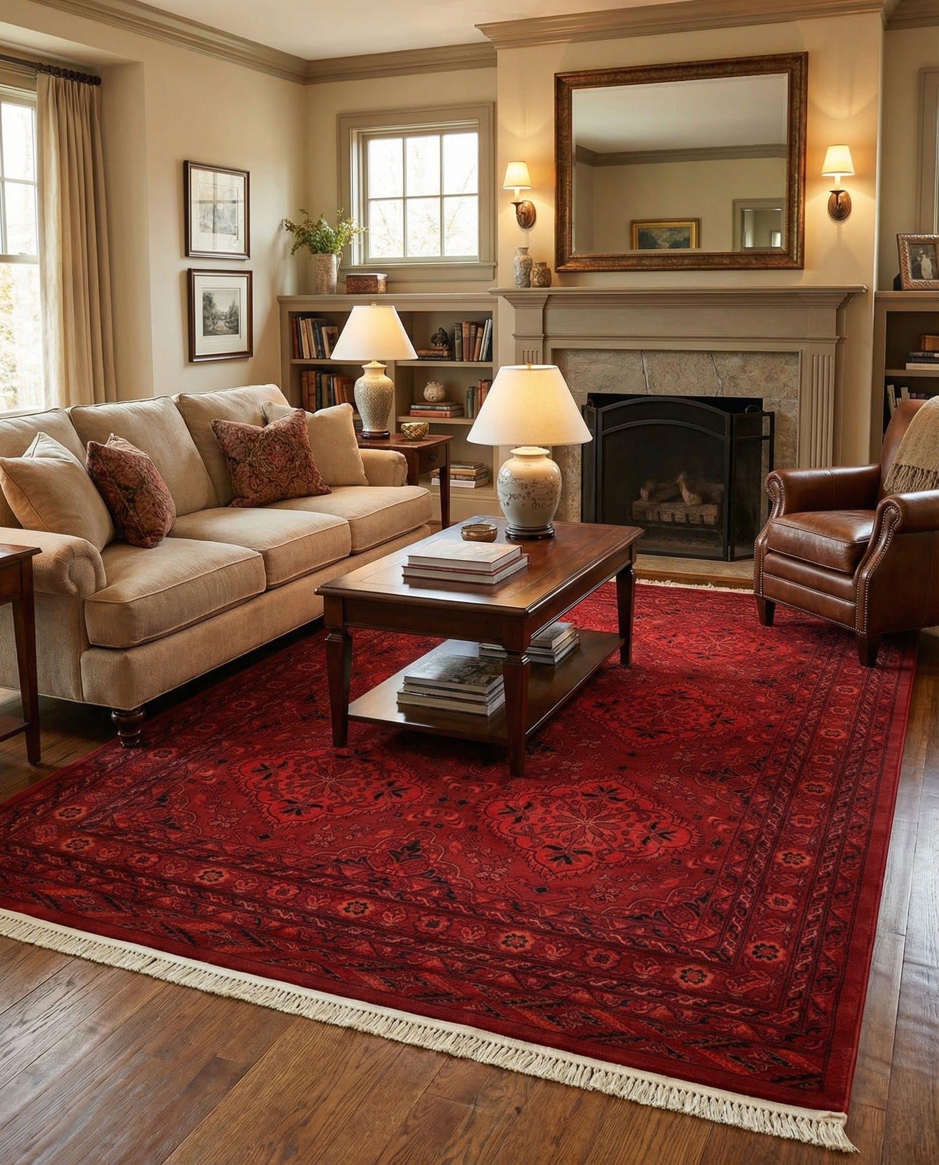 Amazon.com: Rugs.com - Bokhara Rug – 6' 1 x 9' Red Easy-Clean Rug