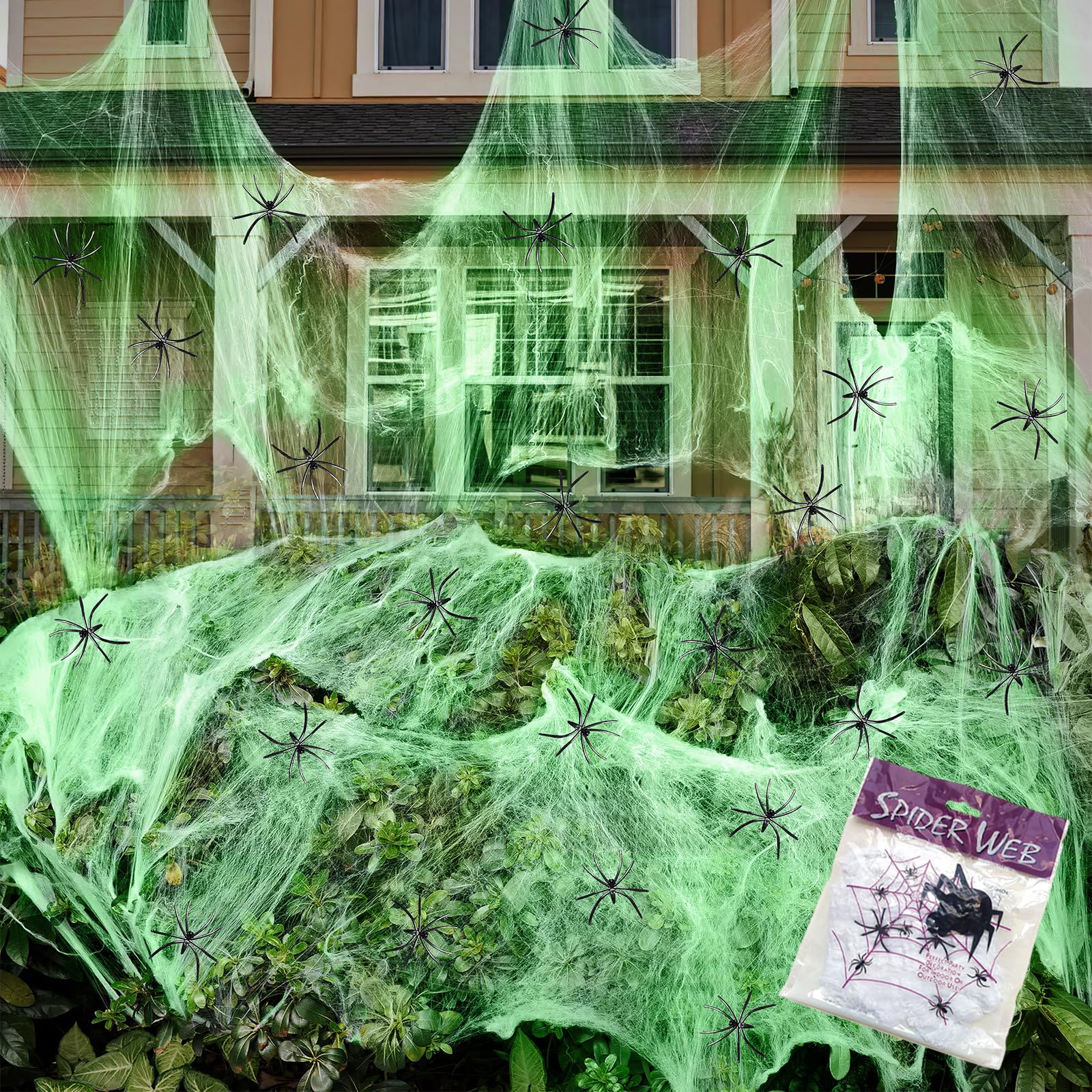 Halloween Spinnennetz Deko – 160g Dehnbar, Mit 30 Kunstspinnen, Für Garten & Party