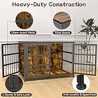 Vista 4 de Mueble Jaula para Perros de 46'' Jaula para Perros de Raza Grande Jaulas para Perros de Interior Jaulas para Perros de Madera Mesa Auxiliar Jaula