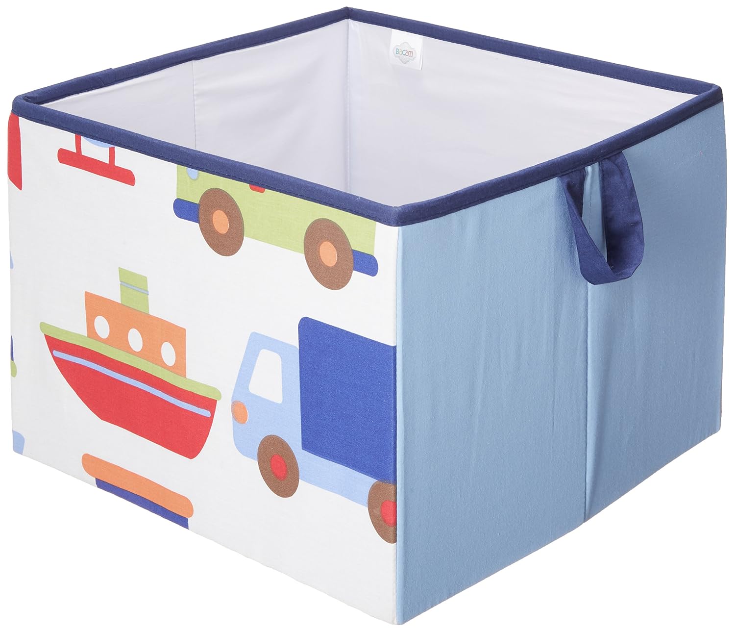 Bacati - Large Storage Tote Transportation Blue/Navy/Orange/Red/Green Boys 14 x 14 x 10 inches