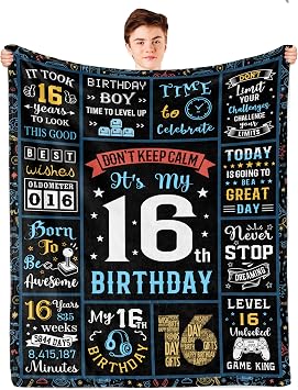 16th Birthday Gifts for Boys, 16 Year Old boy Birthday Gift Ideas, Gifts for 16 Year Old Boy Blanket 60x50in