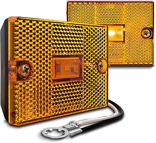 TrueMods 2-Pack 3x2 Inch Amber LED Side Marker Lights - DOT Certified, IP67 Waterproof, Integrated Reflector for Boat Trailer RV Clearance Lights