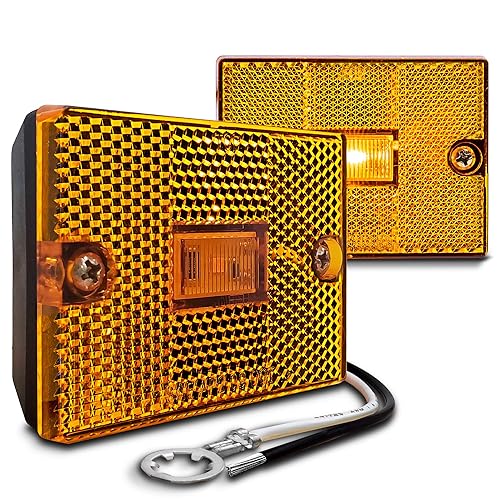 TRUE MODS 2pc 2x3 3x2 Inch Amber LED Stud-Mount Side