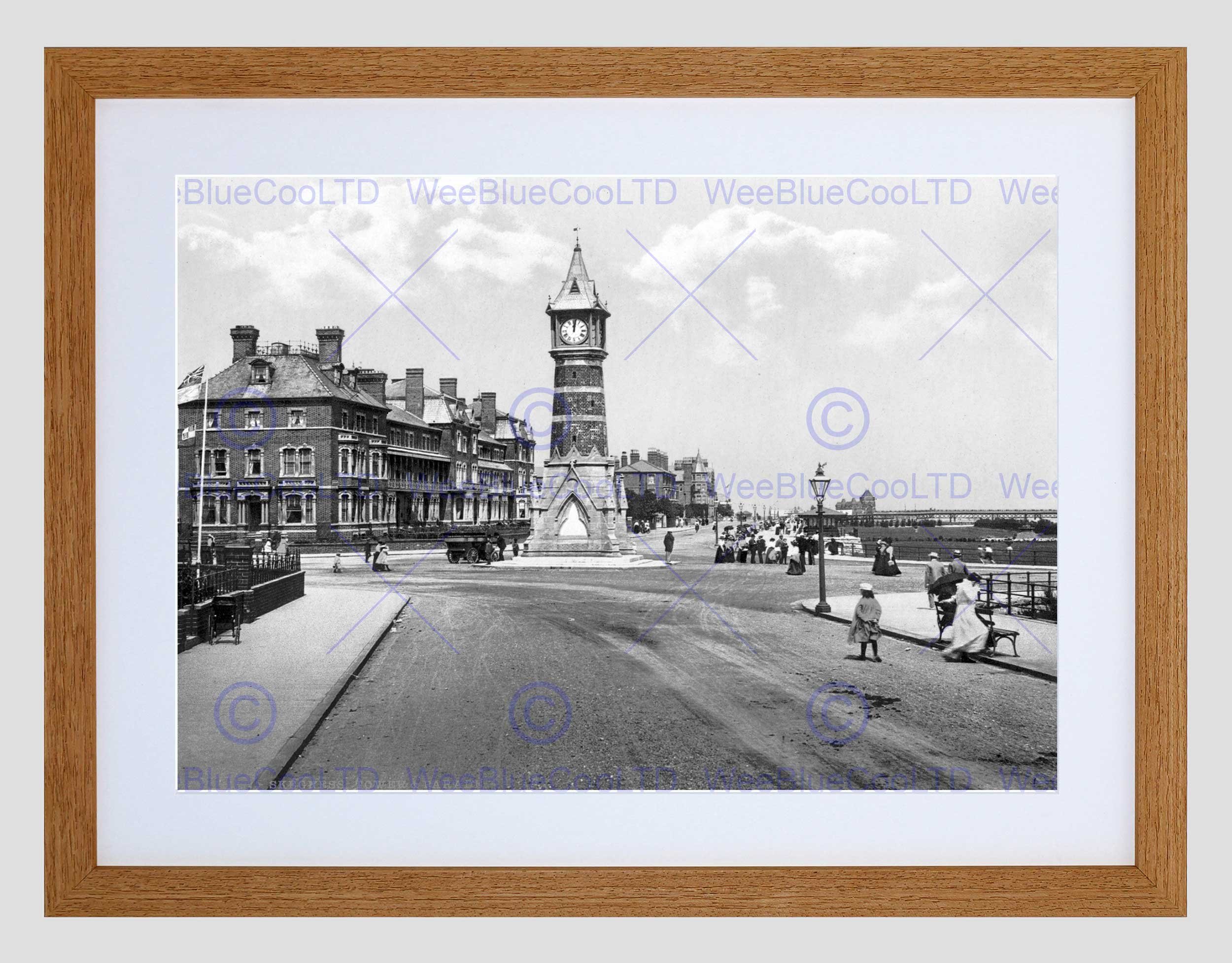 Wee Blue Coo Skegness Tower And Parade England Old BW Picture Framed Wall Art Print