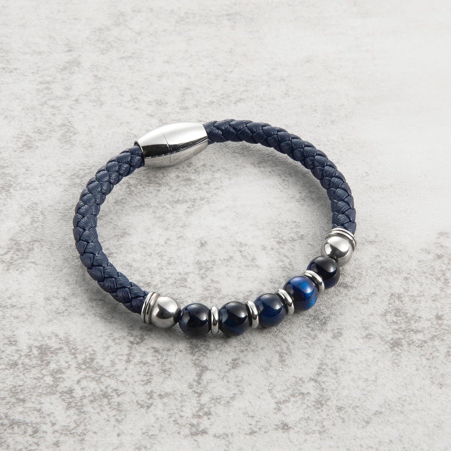 Men's Leather Bracelet with Tiger Eye Beads, Healing Braided Leather Bracelet Wristband, Leather Jewelry for Men