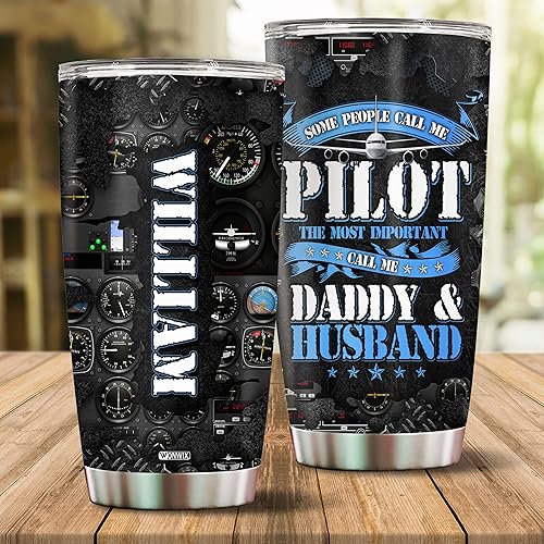 Miniatura 2 de Regalos piloto para hombres, vasos personalizados de acero inoxidable de 20 onzas, 30 onzas, taza de viaje con nombre personalizado, taza de viaje,