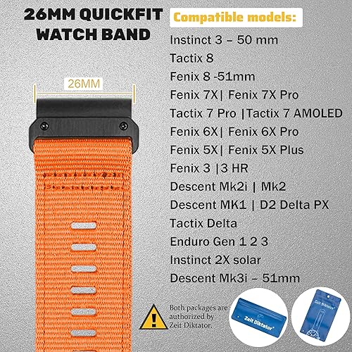 Miniatura 10 de Zeit Diktator Correas de reloj Quickfit de 1.024 in compatibles con Garmin Tactix 7 ProFenix 7X Pro7X6X Pro5X pro5XDescent MK2 MK1 Tactix
