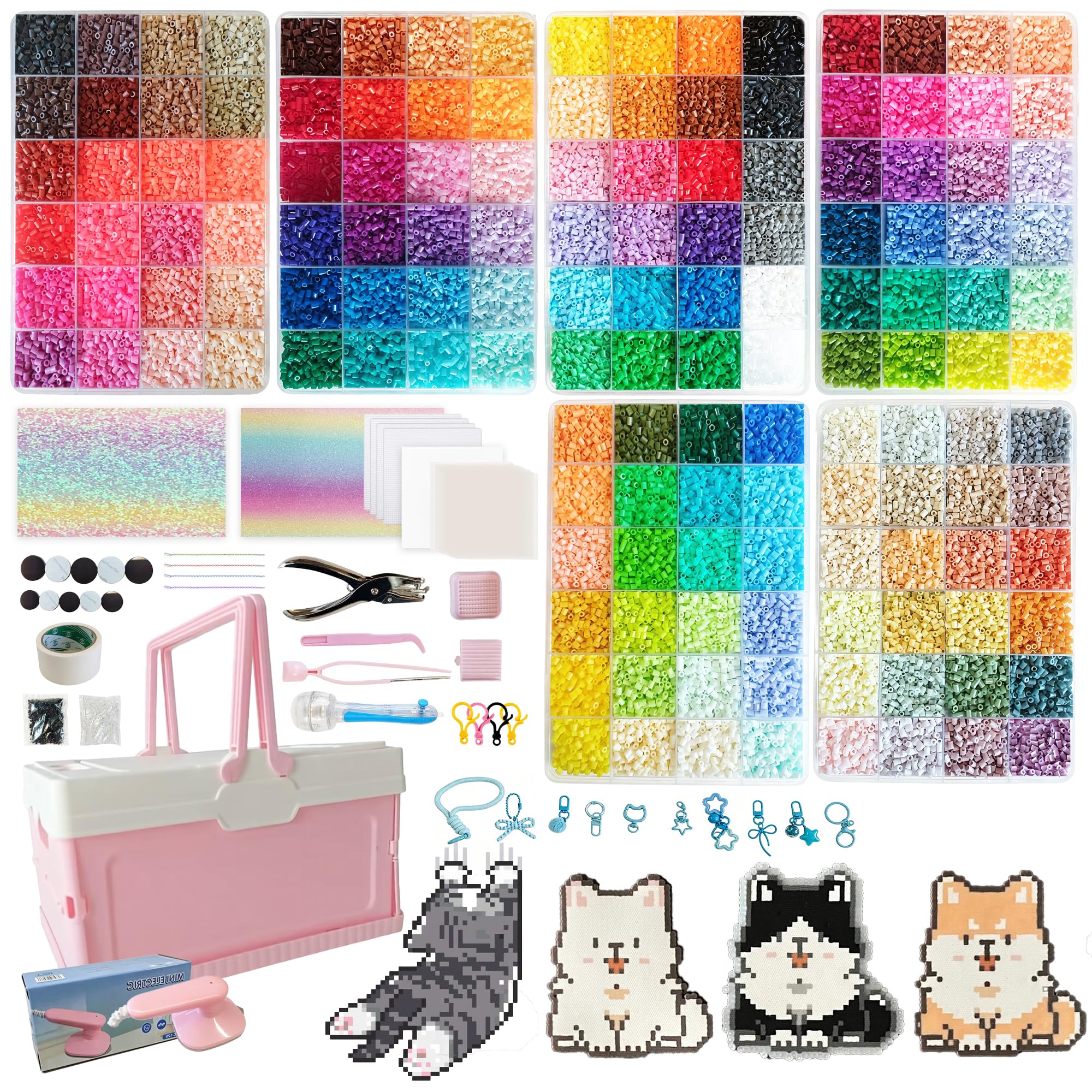 Komplettes Bügelperlen-Set – 144 Farben, einfaches DIY Bastelzubehör