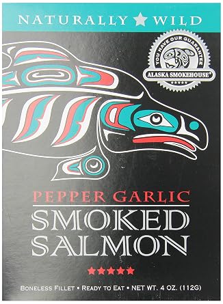 Alaska Smokehouse Smoked Salmon, Pepper Garlic, 4 Ounce Gift Box
