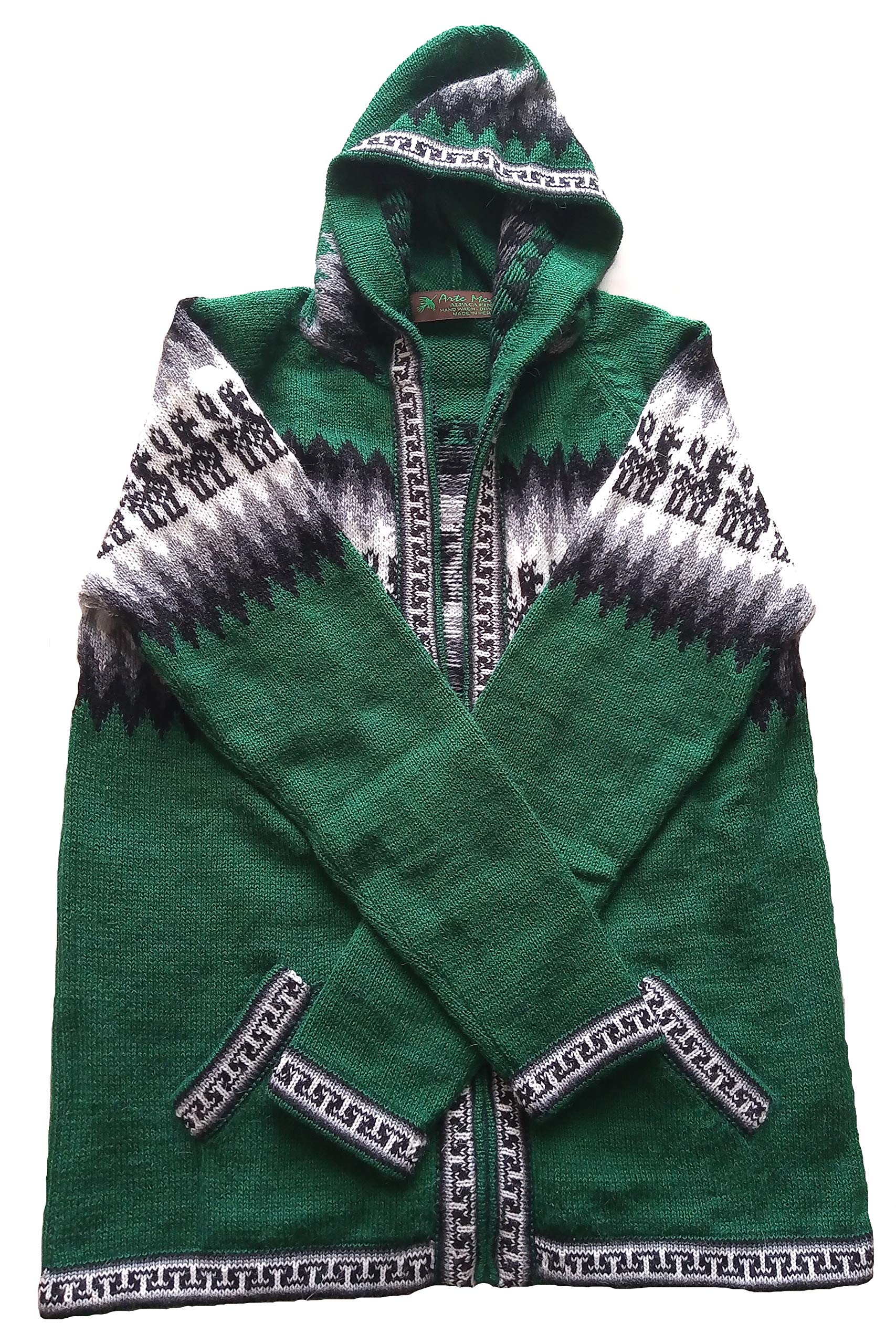 Chaqueta de punto con capucha unisex verde para abrigarte de forma cómoda 2