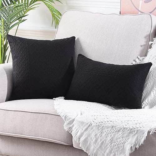 Miniatura 6 de Yaertun Paquete de 2 fundas de almohada decorativas súper suaves, fundas de almohada cuadradas para sofá, dormitorio, automóvil, diseño moderno en