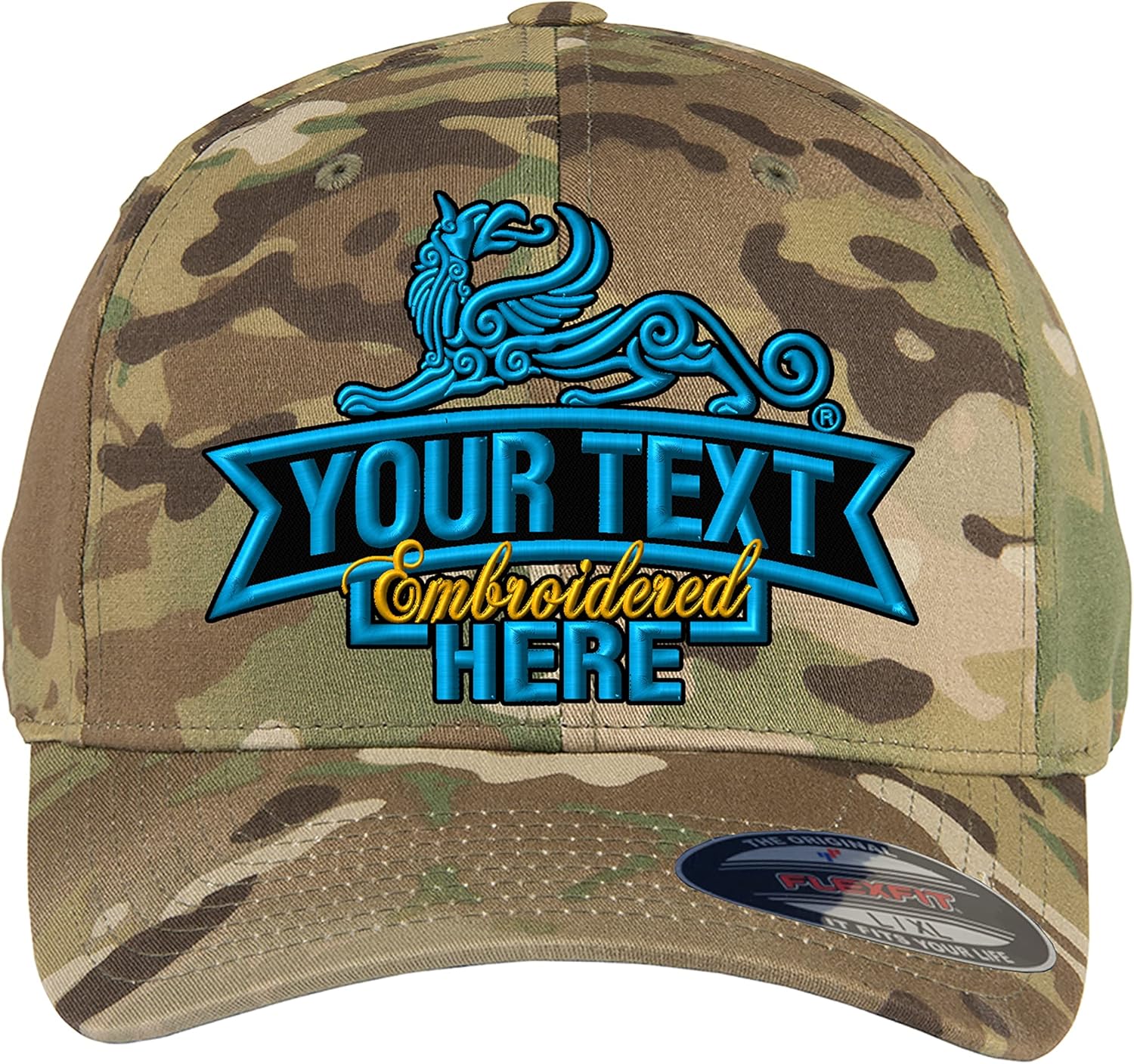 Custom Embroidered Flex Fitted hat. Flex Fitted 6277/6477 Baseball Cap. Place Your Own Custom Text