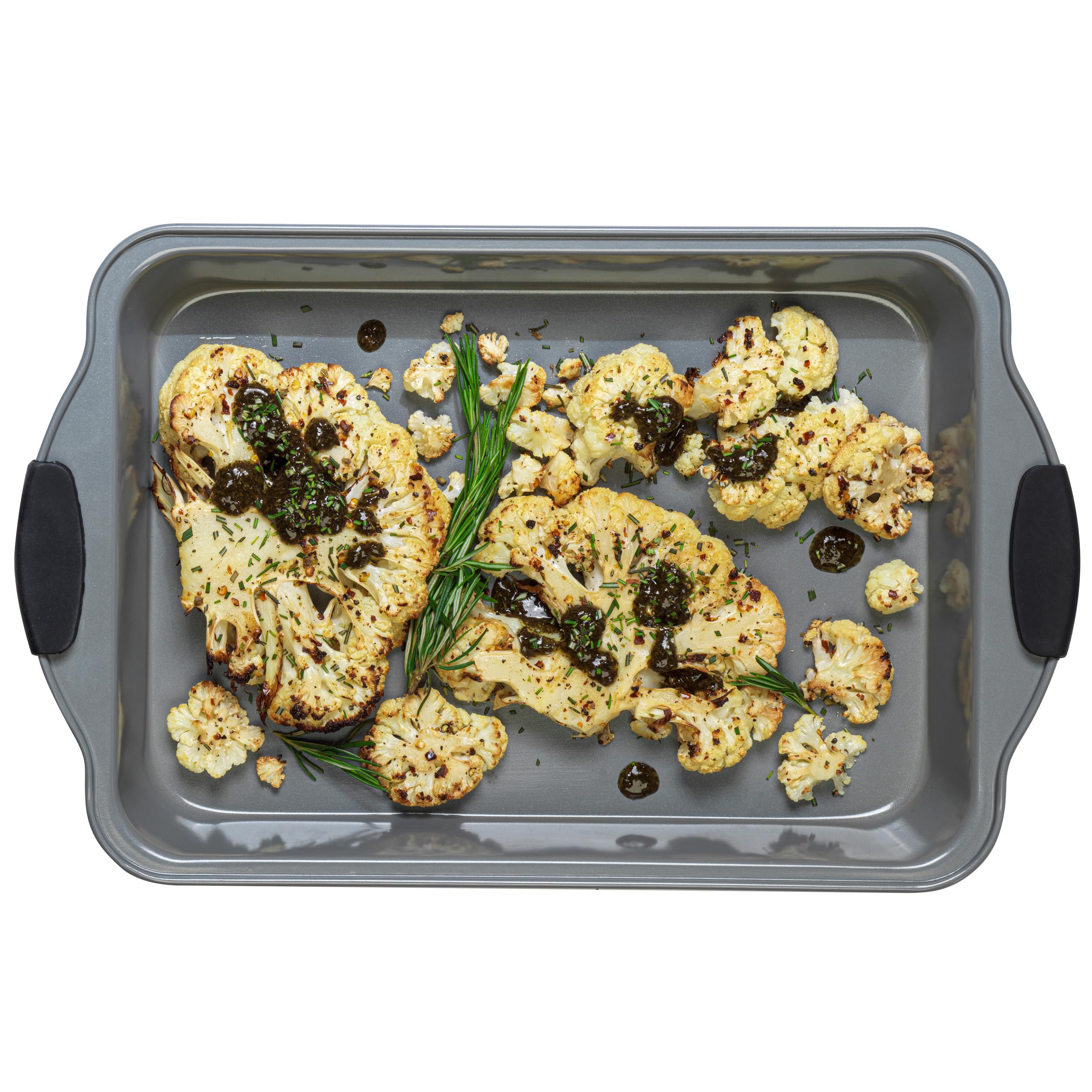 Russell Hobbs Pearlised Plat de Cuisson Rectangulaire 40cm, Plat à Four Avec Poignées Antidérapantes en Silicone, Plat Rôtissoire Anti-Adhésif en Acier Carbone, Sans PFOA, Passe au Four Jusqu'à 200°C