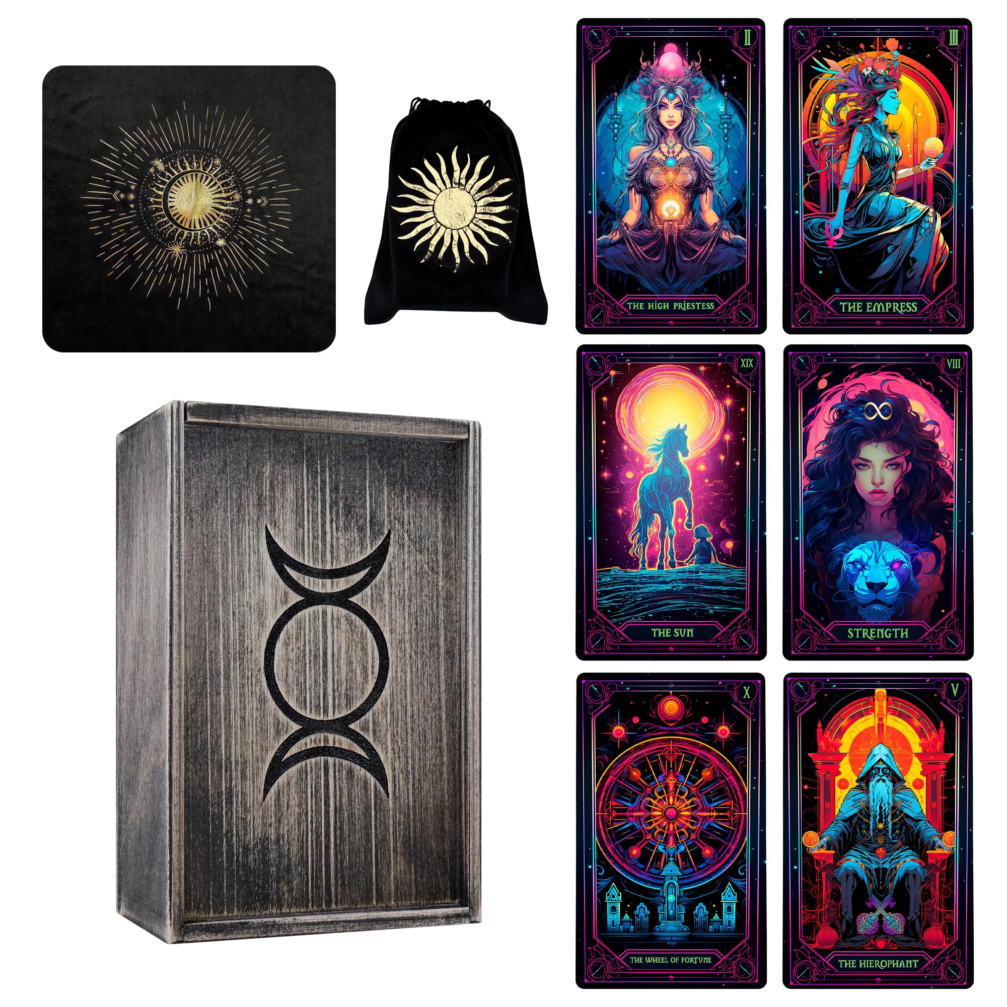CRAFTERIAN Neon Mystics Tarot Ultimate Bundle – A Complete Set for Vibrant, Intuitive Readings