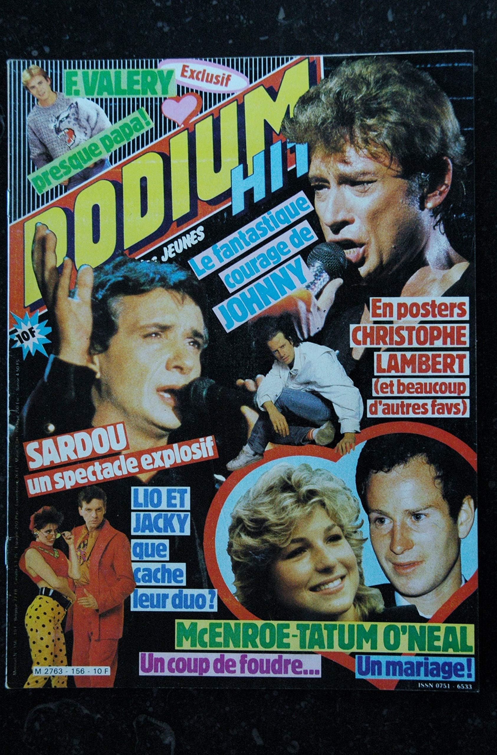 PODIUM HIT 156 février 1985 incomplet F. VALERY JOHNNY SARDOU LIO JACKY Christophe LAMBERT