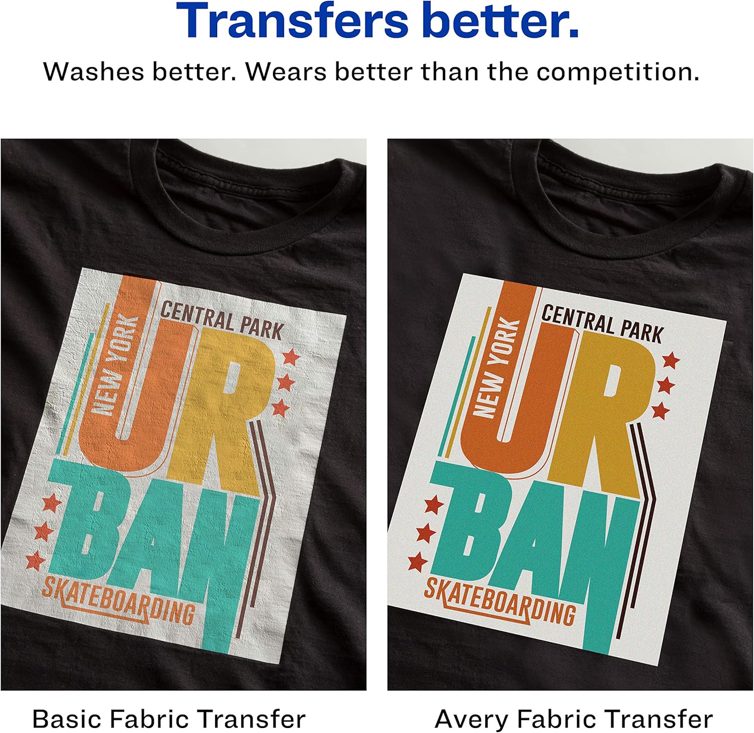 avery Dark Fabric Transfers for Inkjet Printers, 8 1/2 x 11, White, 5/Pack