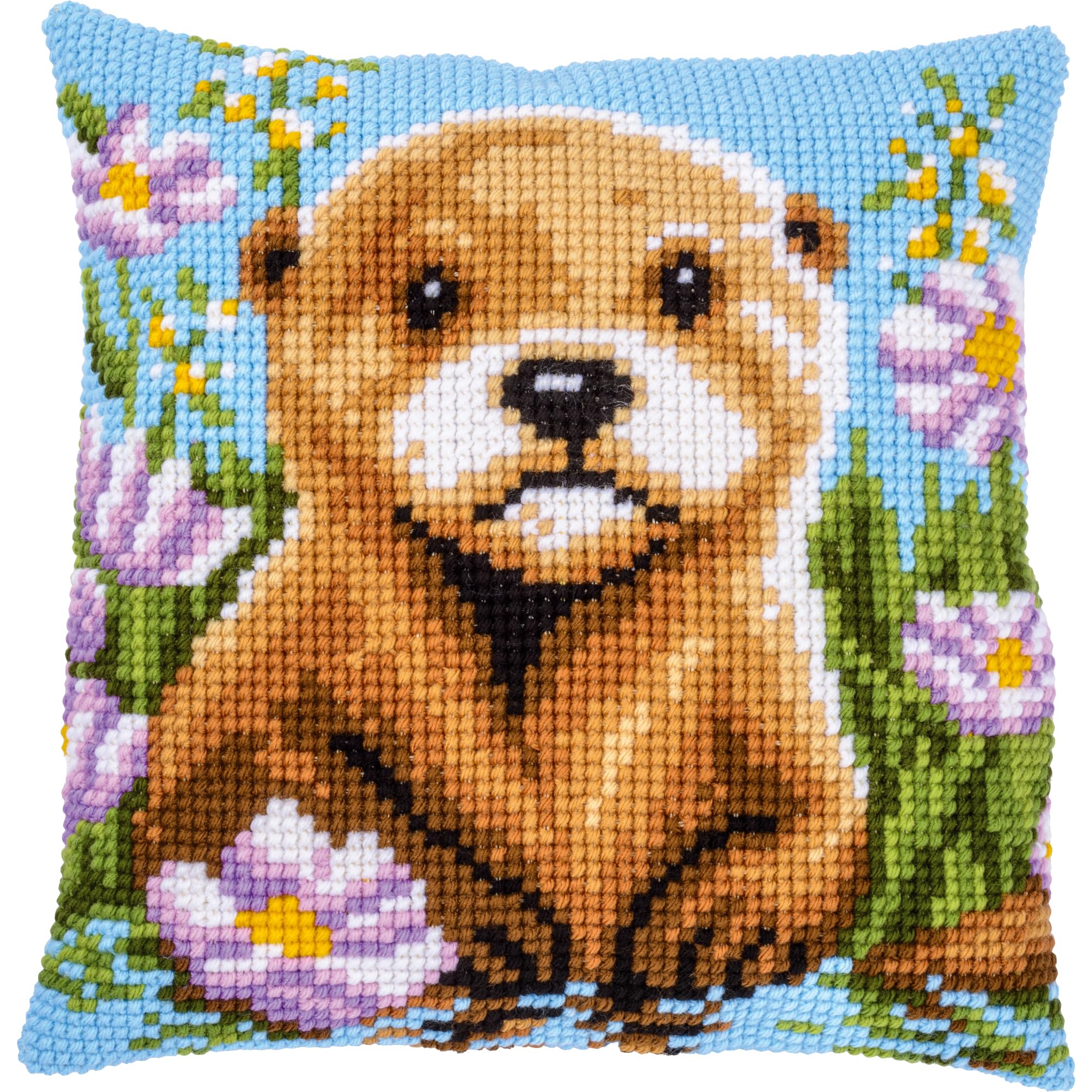 VERVACO Zestaw do Haftu Krzyżykowego Poduszka WYDRA Kanwa z Nadrukiem 40 x 40 cm Gruba Włóczka Akrylowa Zrób to Sam Dekoracja Domu DIY Cross Stitch Kit
